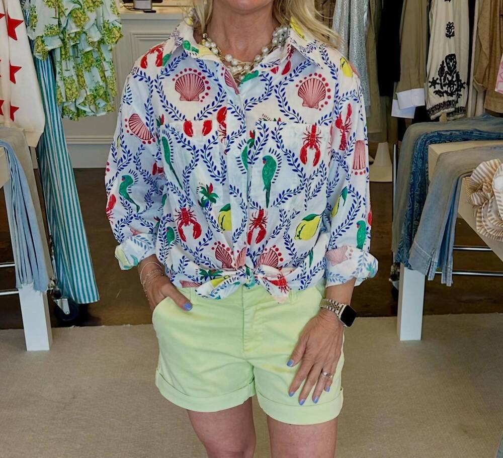 NEW IVY JANE sanibel long sleeve button up shirt in white